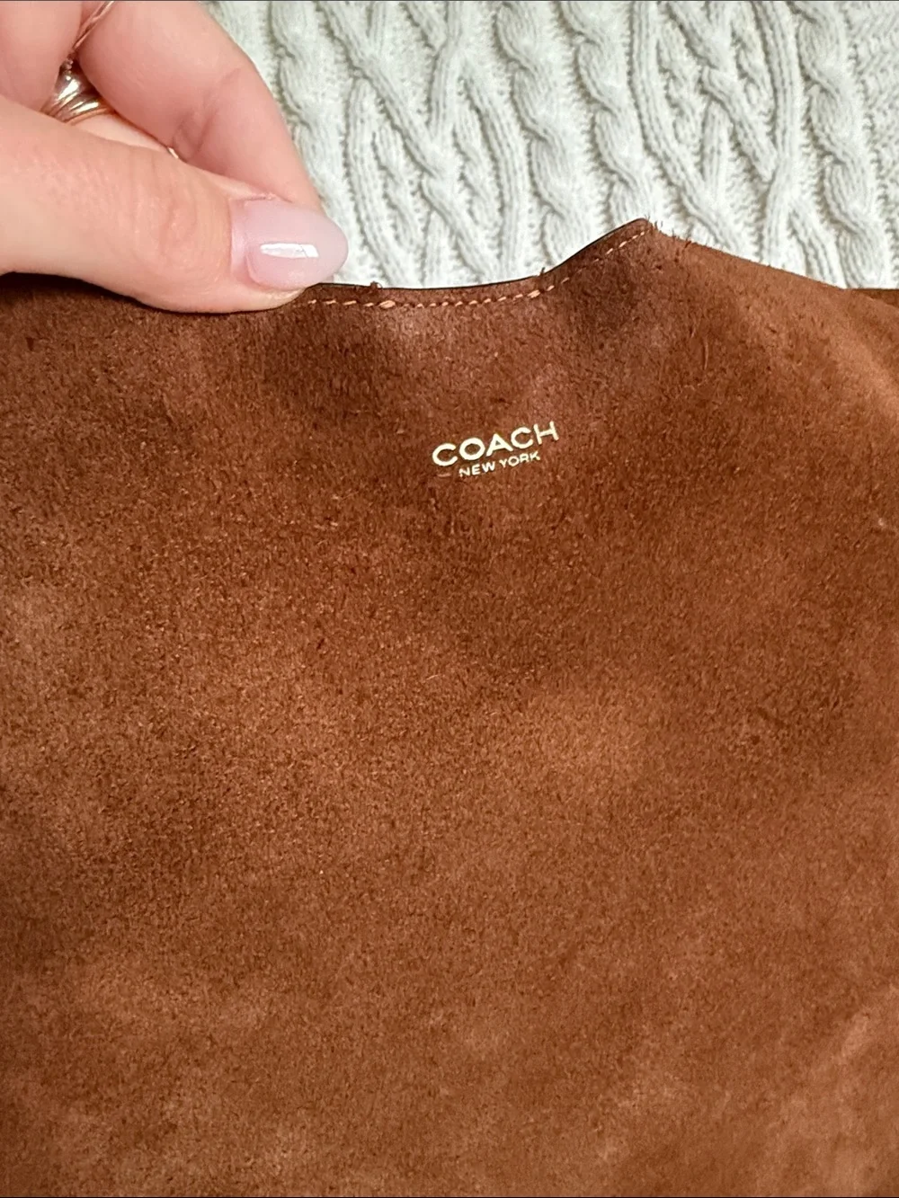 Coach Brooklyn 39 in warm brown suede